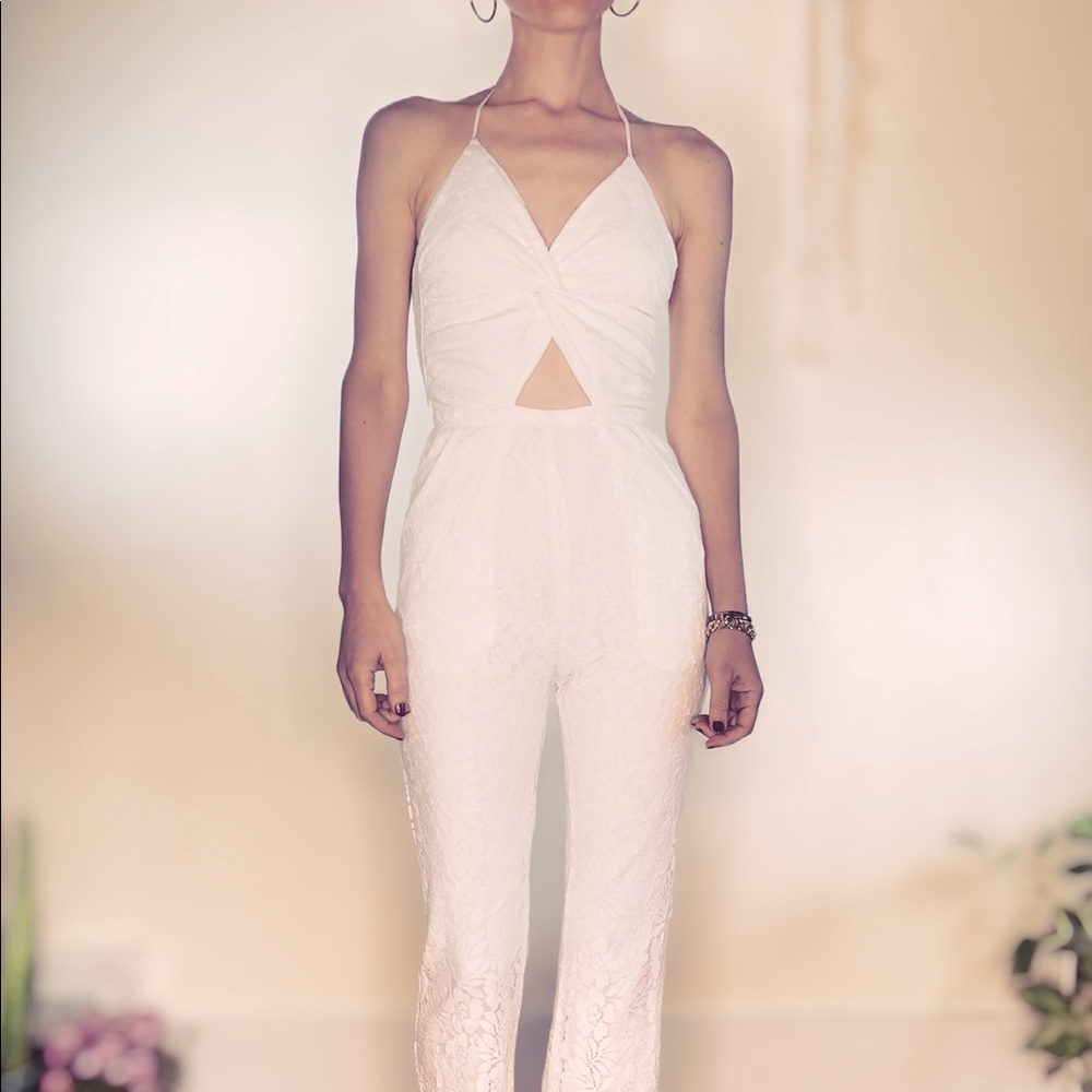6 Shore Road white lace jumpsuit